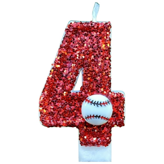 Mgaxud Birthday Celebration - Red Glitter Number 9 Baseball Candle and Cake Topper Decor, Perfect for Kids and Adults