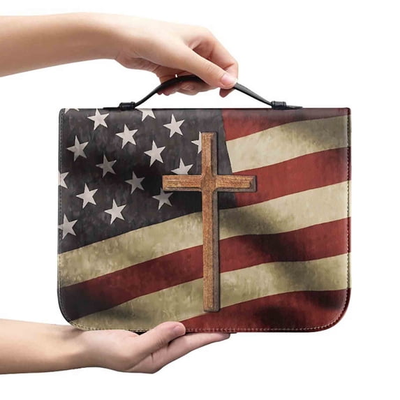Mgaxud Floral Leather Bible Cover - Multi-Size Carrying Case with Handles & Zipper (Protective, Giftable)