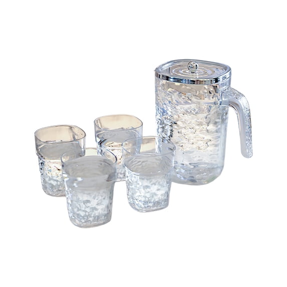 Mgaxud Large Capacity Plastic Refrigerator Jug with Wavy Pattern Dishwasher Safe Drink Pitcher for Iced Coffee Lemonade and Infused Water