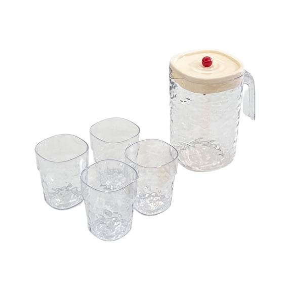 Mgaxud Large Capacity Plastic Refrigerator Jug with Wavy Pattern Dishwasher Safe Drink Pitcher for Iced Coffee Lemonade and Infused Water