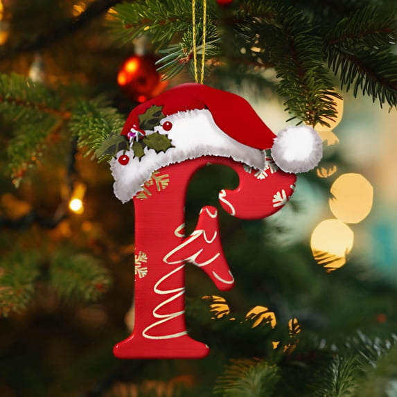 Mgaxud Letter Christmas Tree Decoration Pendant Personalized DIY Christmas Ornament for Xmas Tree Hanging, 2.36 in