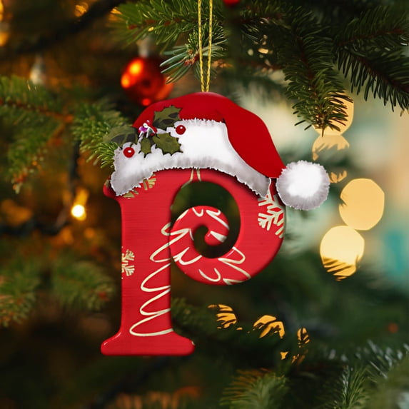 Mgaxud Letter Christmas Tree Decoration Pendant Personalized DIY Christmas Ornament for Xmas Tree Hanging, 2.36 in