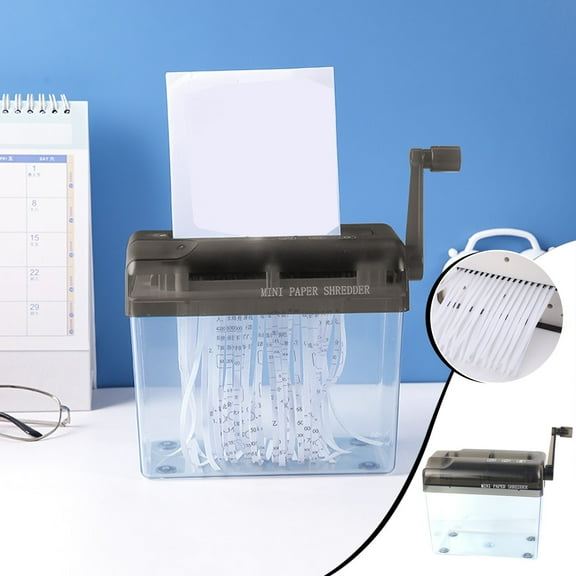 Mgaxud Mini Hand Shredder - Portable Paper Shredder for A6 Documents, Bills, and Receipts - Manual Cutting Tool with 1L Transparent Bin - Perfect for Office, School, or Home Use