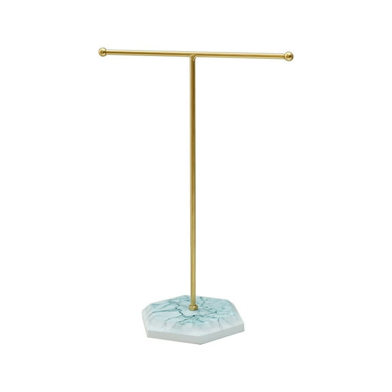 Mgaxud Modern T-Shape Jewelry Stand with Stone Base: Elegant Storage for Necklaces, Bracelets, and Earrings