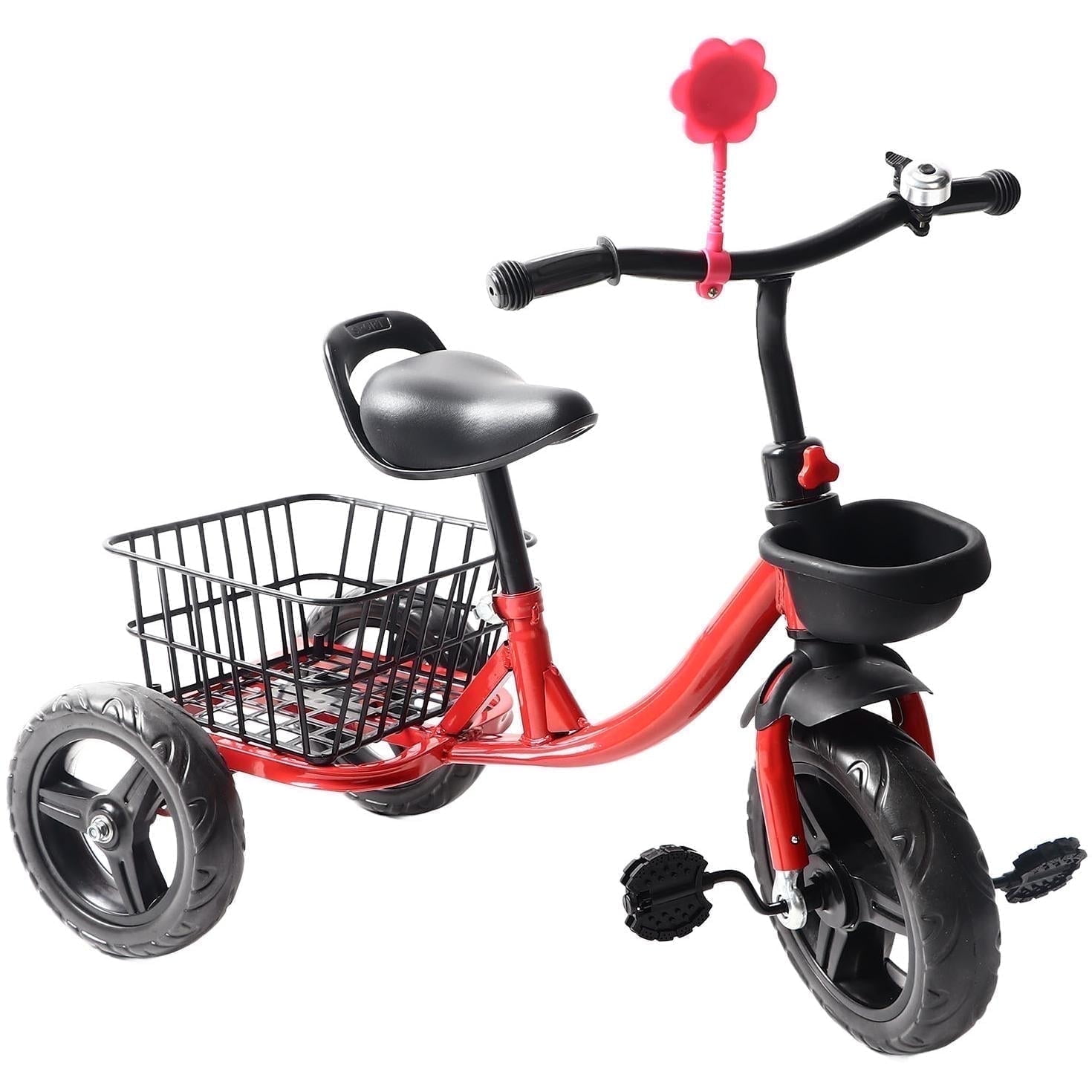 EOTVIA Toddler Bike with Basket, 3 Wheel Kids Bike for 1-4 Years Old Boys Girls, Tricycles for Toddlers Kids Trikes for Balance Training Baby Bike,Outdoor Kids Tricycles Riding Toy with Bell Streamer