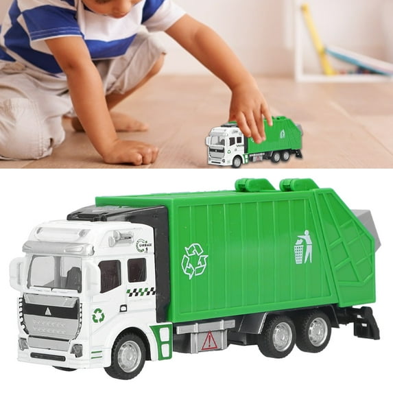 Mgaxyff 1:48 Pull Back Garbage Truck Toy Alloy Plastic Delivery Trash Truck Vehicles Toys Decoration for Boys