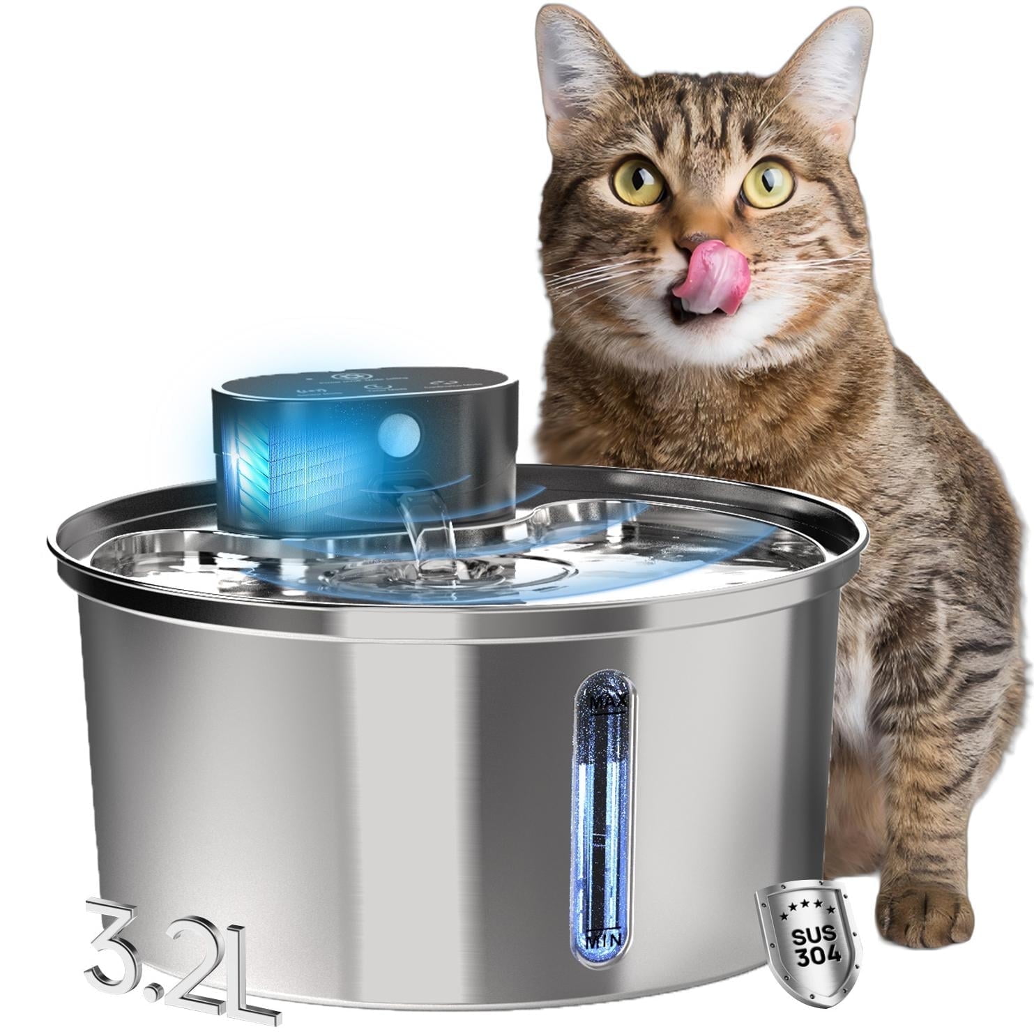 Water Bowl Gravity Feeder Cat Whisker City® 2-in-1 Gravity Pet