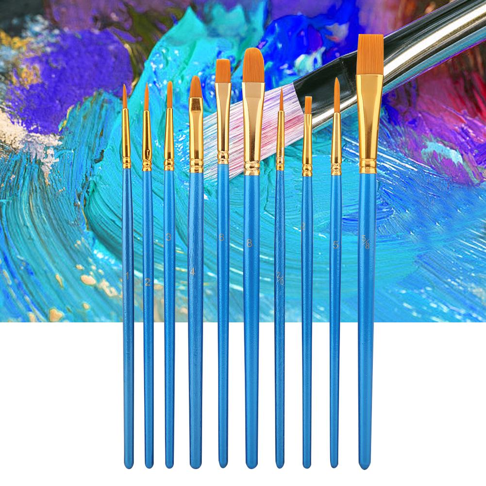 Mgaxyff 10pcs Children Drawing Nylon Hair Paint Brush Set Art Craft