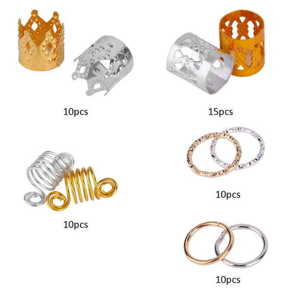 Mgaxyff 110pcs Hair Braid Rings Dreadlock Three-ply Hair Clips Loops Decoration for Women & Girls, Dreadlock Hair Rings ,Hair Braid Rings