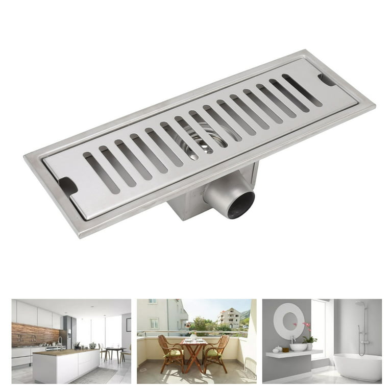 Mgaxyff 12 Inch Floor Drain,12 Inch Linear Shower Drain Rectangular Shower  Floor Drain Channel Quick Drainage With Anti Odor Check Valve For Bathroom  Kitchen 