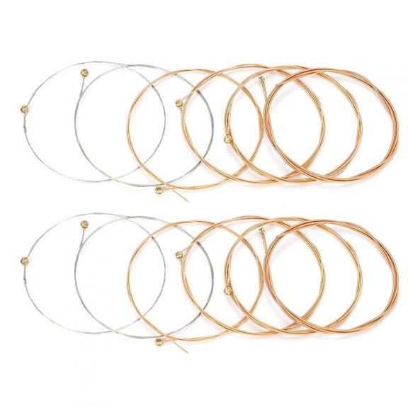 Mgaxyff 12 String Guitar Strings, 12 String Folk Guitar Strings,12 PCS Folk Guitar Strings Replacement Accessory Musical Instrument Parts