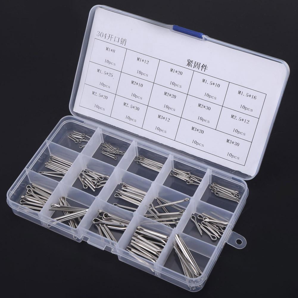 Mgaxyff 150Pcs 15 Kinds 304 Stainless Steel Split-Cotter Pins Kit M1-M3,Stainless steel cotter pin ,Split-Cotter Pins