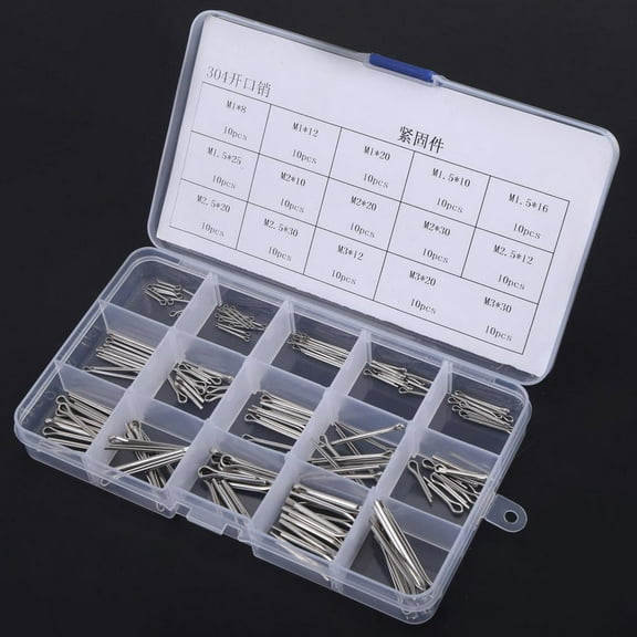 Mgaxyff 150Pcs 15 Kinds 304 Stainless Steel Split-Cotter Pins Kit M1-M3,Stainless steel cotter pin ,Split-Cotter Pins