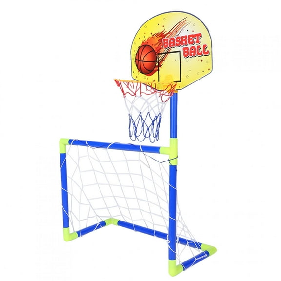 Mgaxyff 2 In 1 Children Portable Football Basketball Set Soccer Goal Hoop Backboard Sports Toy for Kids,Football Goal, Children Football Goal