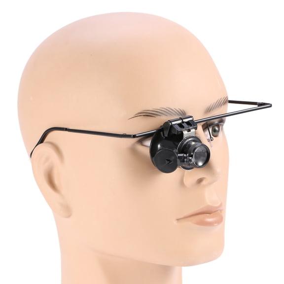 Mgaxyff 20X Magnification Single Eyeglass Magnifying Jeweler Watch Repair LED Light Magnifier , Lens Glasses Magnifier, Magnifying Eye Glasses