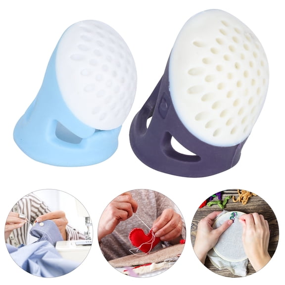 Mgaxyff 2Pcs Silicone Thimbles, Fingertip Protectors, Quilting Thimble, Suitable for Needlework, Sewing, Embroidery Home