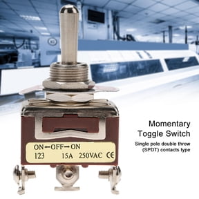 Mgaxyff 3 Position Momentary Toggle Switch,ON-OFF-ON Momentary Toggle Switch SPDT 3-Pin 12mm 15A 250VAC