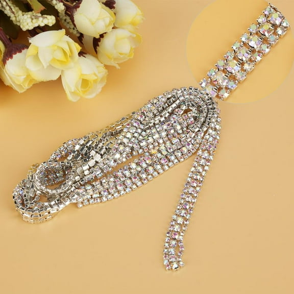 Mgaxyff 3 Row Silver/White Bling Mesh Wraps Ribbon 97*1cm