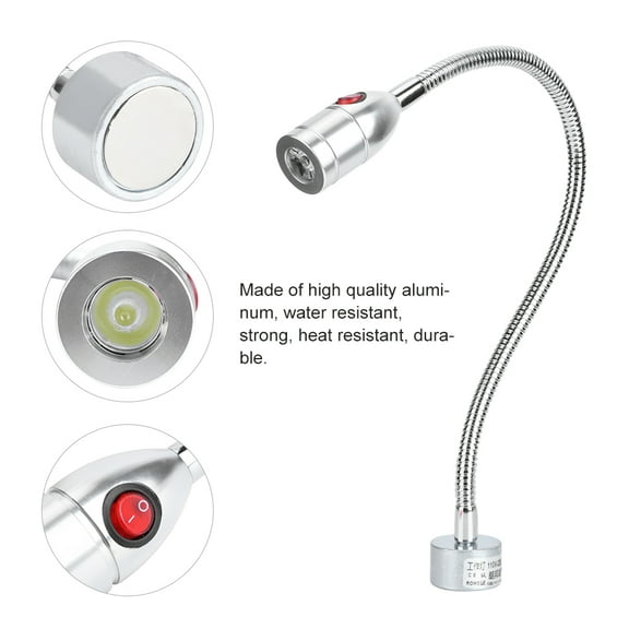 Mgaxyff 3W LED Flexible Gooseneck Lamp Work Desk Light for Machine Tools Workbench Workshop