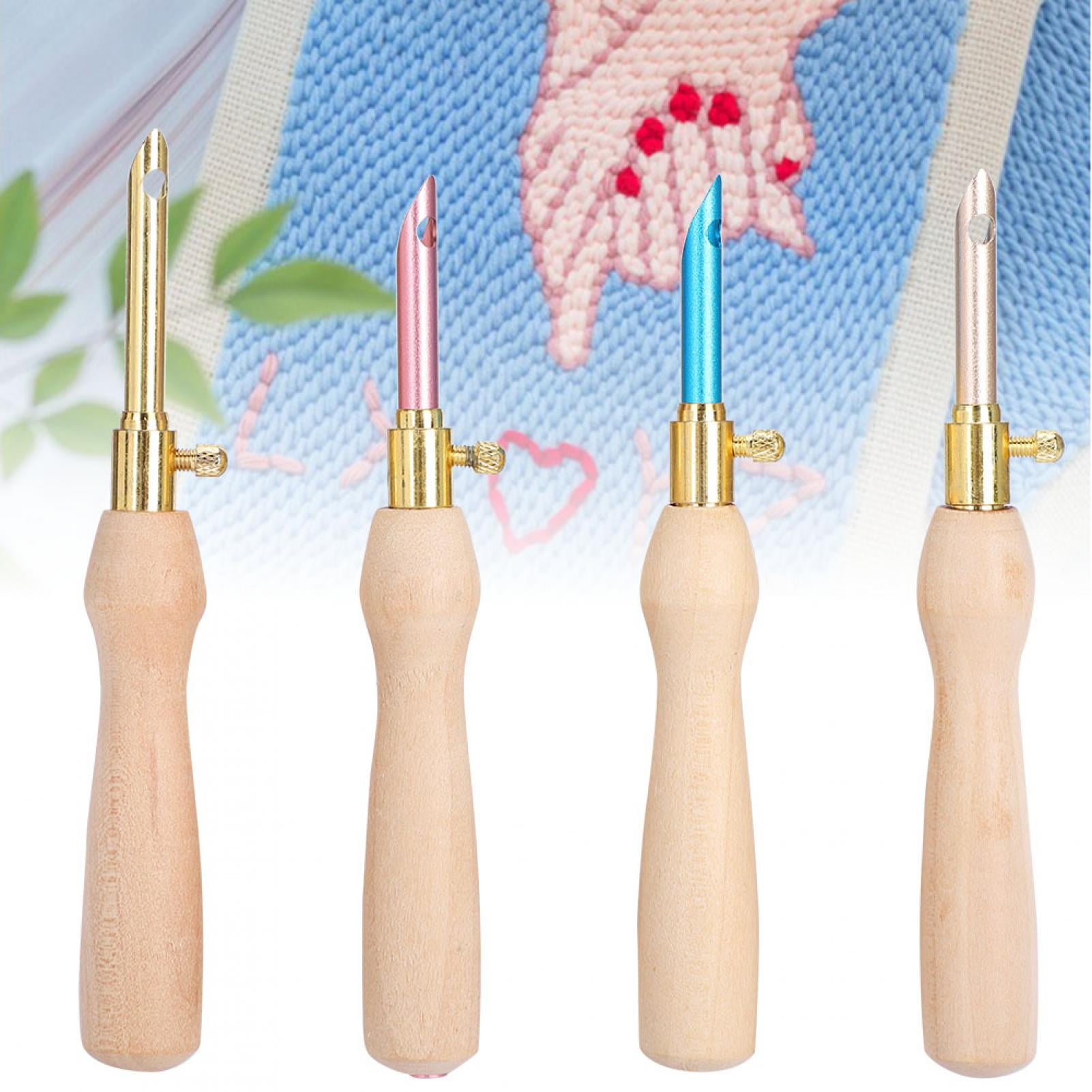 Mgaxyff 4pcs Portable Punch Needle Knitting Embroidery Pen Wooden