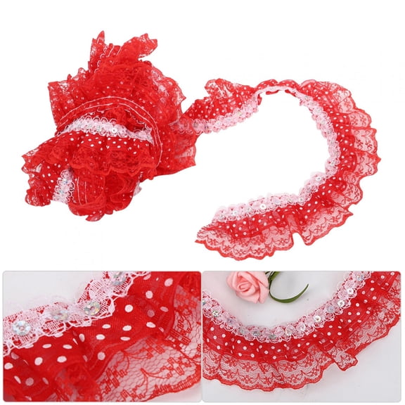 Mgaxyff 5 Yards Multi Color 45mm Printing Dots Pleated Trim Mesh Lace Ribbon Sewing Sequins Embroidered  Craft