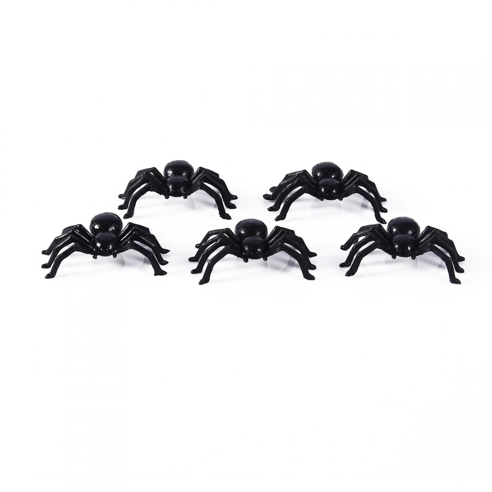 Mgaxyff 50pcs 2cm Small Black Plastic Spider Toys Funny Joke
