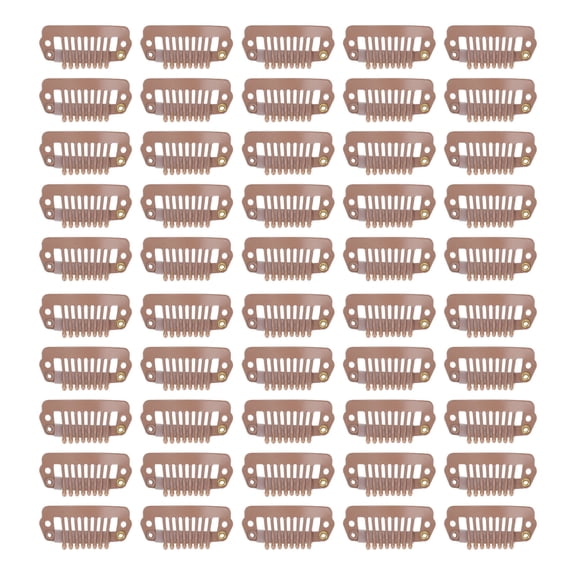 Mgaxyff  50pcs 8 Tips 8 Teeth Snap Comb Wig Clips Stainless Steel Snap Clips with Rubber Hair Grips