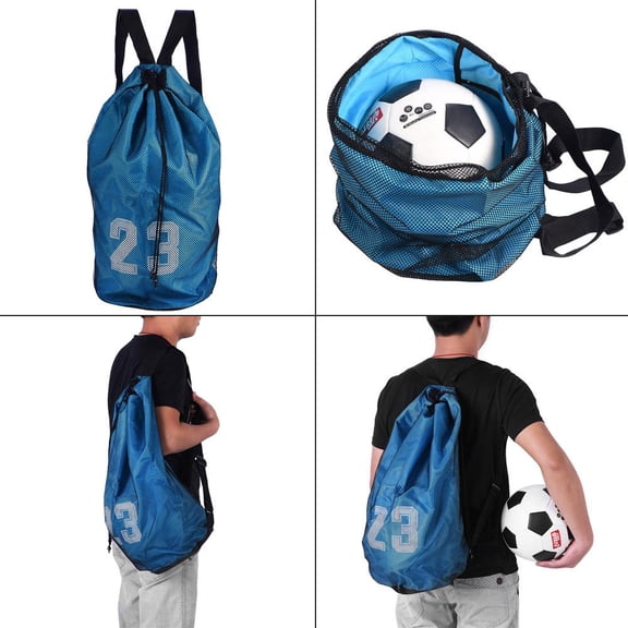 Mgaxyff Basketball Football Soccer Sports Training Exercising Mesh Backpack Shoulder Drawstring Bag, Drawstring Bag, Drawstring Ball Bag