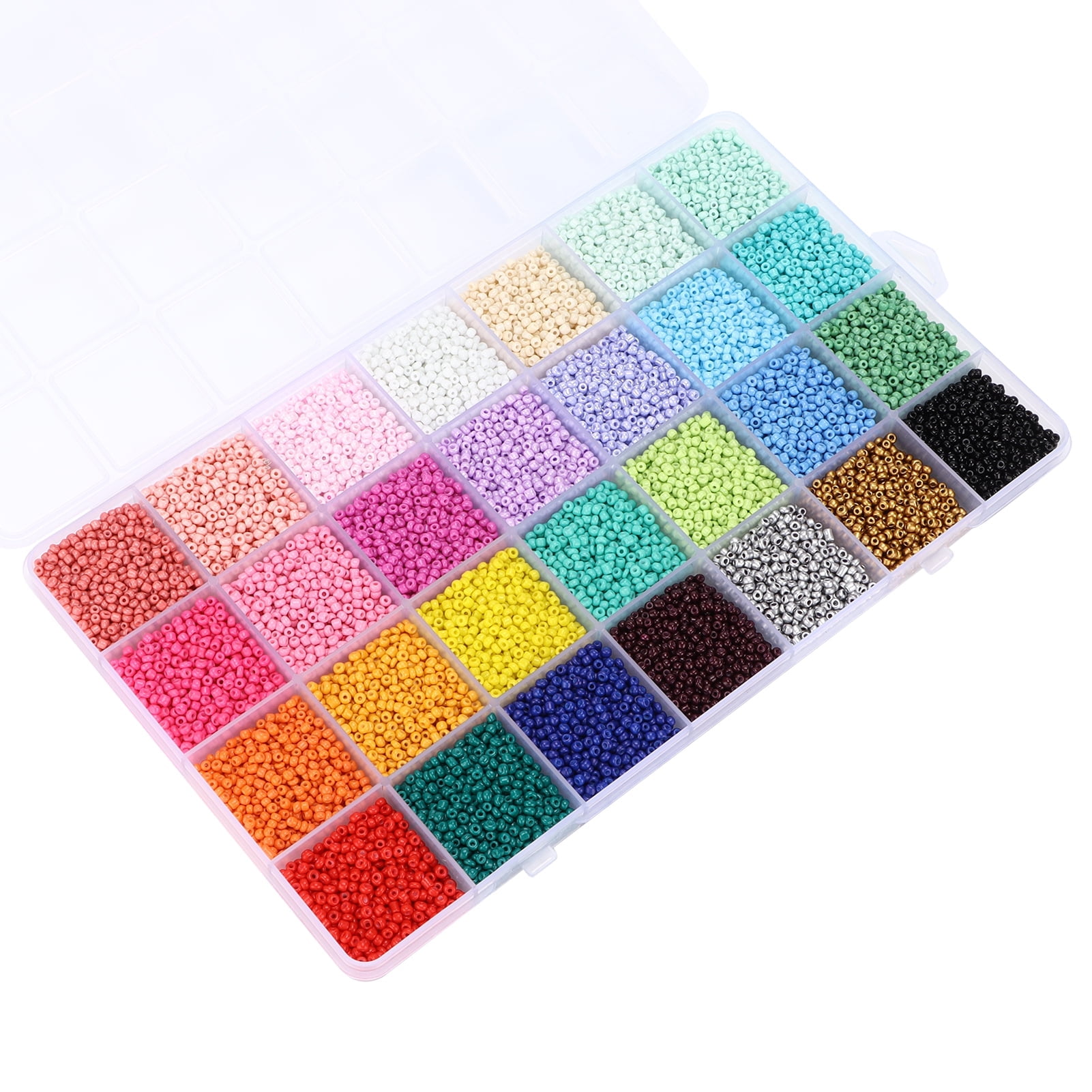 Mgaxyff Bracelet Beads,14000Pcs Bracelet Beads 28 Colors 2mm Glass Seed Beads for Jewelry Making  Art,Glass Seed Beads