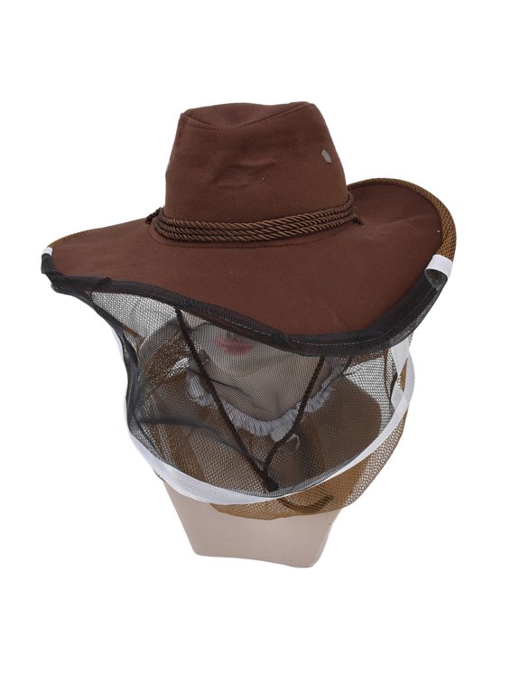 Mgaxyff Brown Beekeeping Hat,Bee Hat,Beekeeper Cowboy Hat Tightening Design Breathable Mesh Beekeeping Veil Hat For Beekeepers Fishermen Hunters Campers