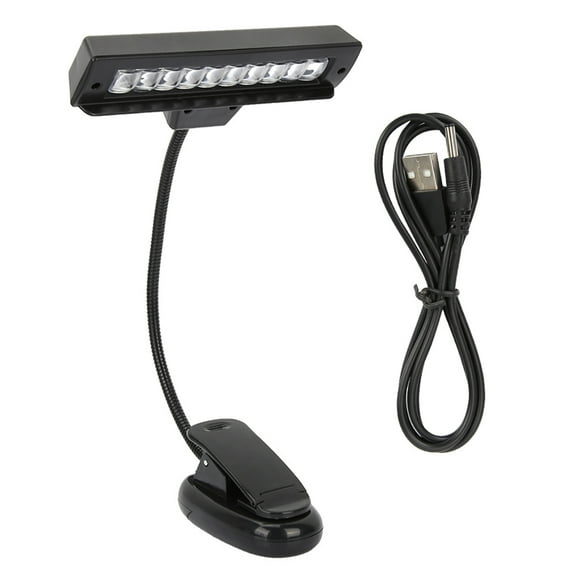 Mgaxyff Clip-on Lamp, Portable Orchestra Music Stand Light Flexible Neck Clip On USB Reading LED Lamp
