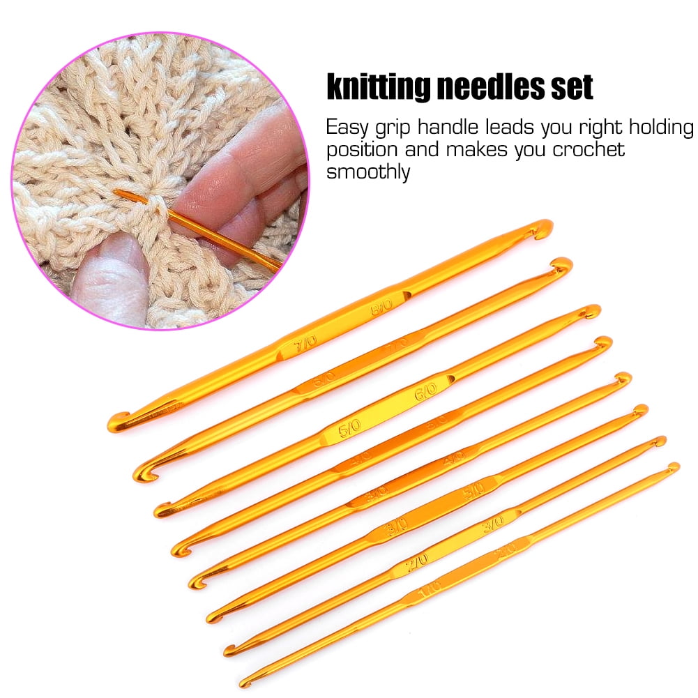 Mgaxyff Double End Crochet Hook,8Pcs Golden Alumina Double End Crochet