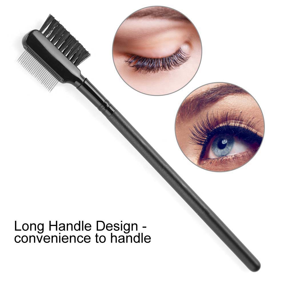 Mgaxyff Double Head Eyelash & Eyebrow Brush Comb Stainless Steel Comb Needle Wood Long Handle , Eye Lash Comb,Eyebrow Brush