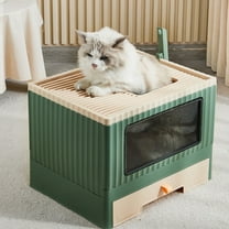 Mgaxyff Enclosed Cat Litter Box Large with Lid Cover&Litter Scoop Foldable Cat Toilet Cat Self-Grooming Side Panel w/ Easy Cleaning Tray