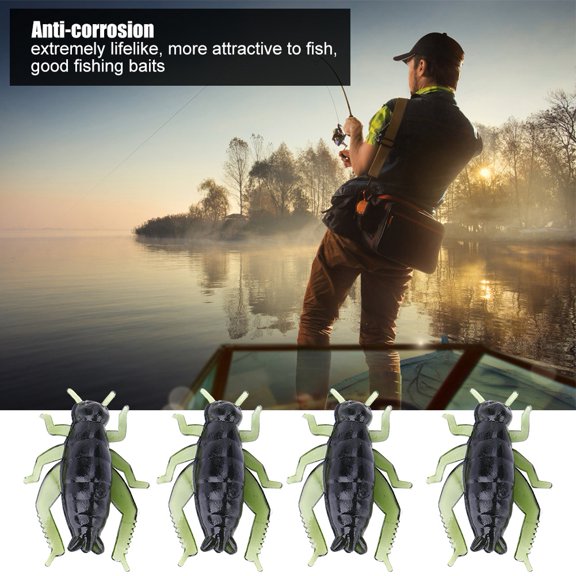 Mgaxyff Fishing Cricket Baits,Cricket Baits,50 pcs Fishing Baits Fake Artificial Lure Green Soft Plastic Cricket Insects