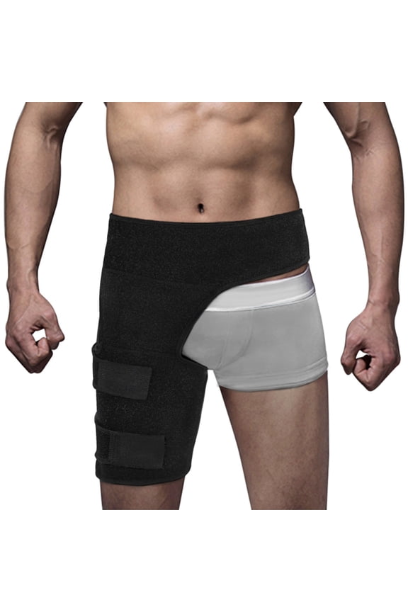 Mgaxyff Groin Hip Brace, Black Adjustable Groin Brace Wrap Thigh Support  Strain Neoprene Hip