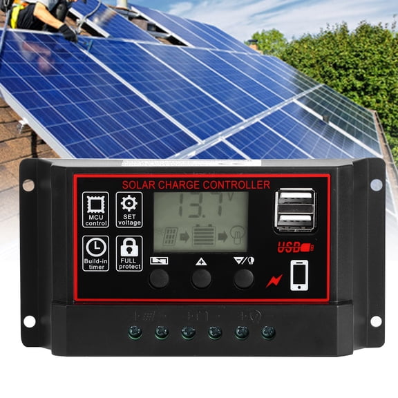 Mgaxyff LCD Solar Controller,Solar Power Controller,12V 24V 50A Solar Power Charger Photovoltaic Controller USB 5V Output with Digital Display