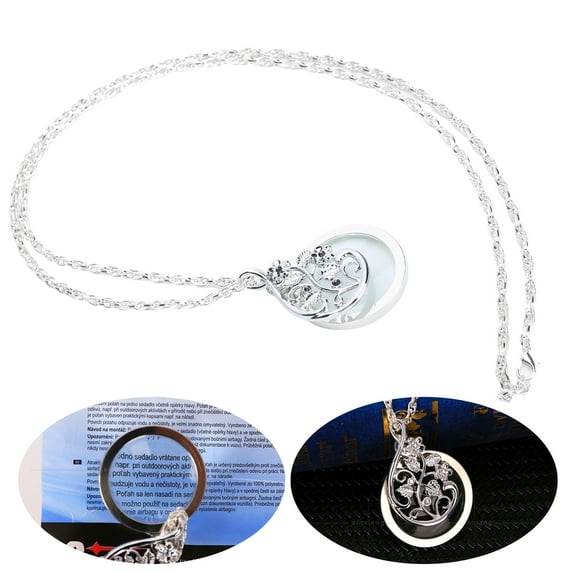 Mgaxyff Magnifying Glass,Necklace Magnifying Glass,4.5X Necklace Magnifying Glass Metal Portable Magnifier Chain Pendant for Reading