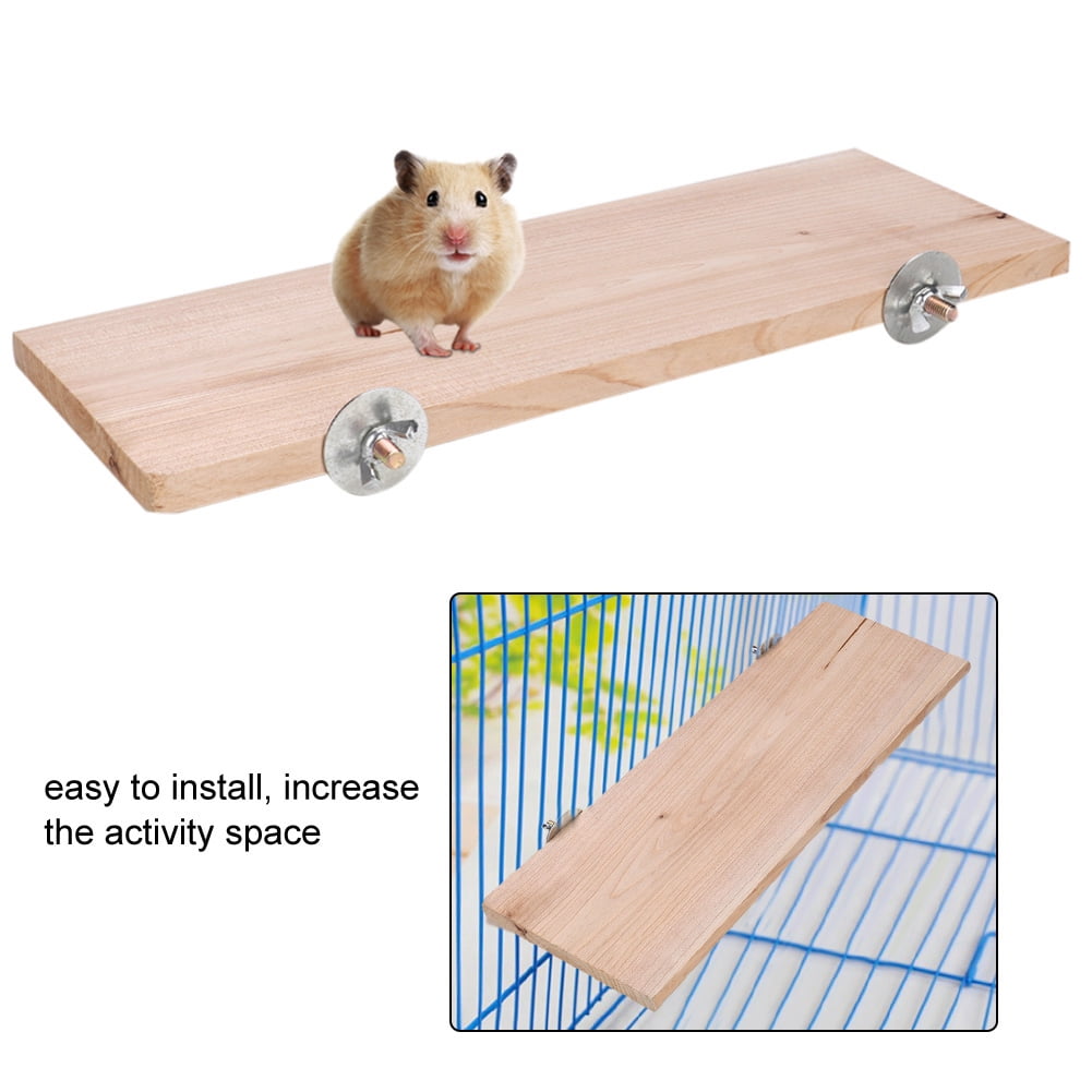 Mgaxyff Rectangle Natural Wood Pet Hamster Chinchilla Chipmunk Cage Chew Toy Stand Platform Pedal Board