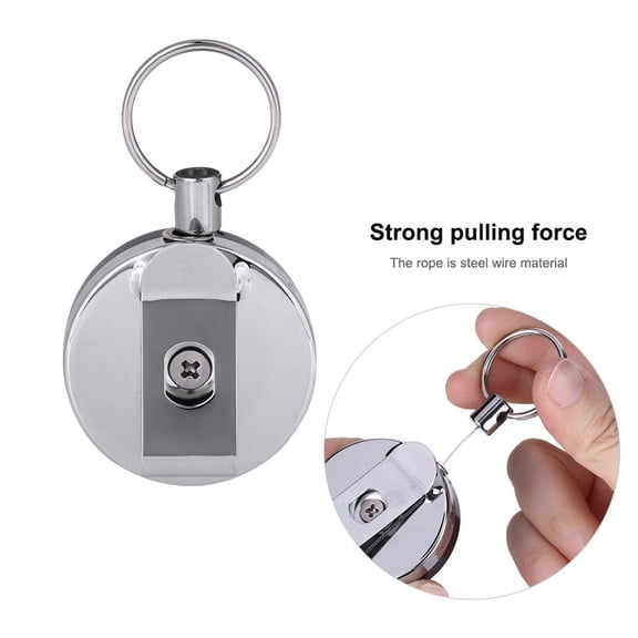 Mgaxyff Retractable Key Ring Belt Chain,Retractable Holder Steel  Key Ring Belt Clip Pull Chain Metal Card Badge, Key Ring Belt Chain Card