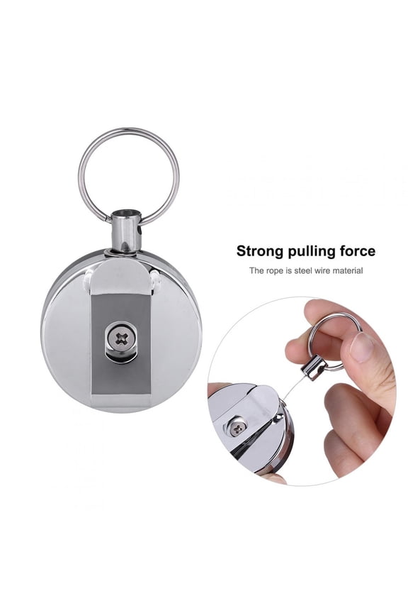 Retractable Key Ring Belt Chain,Retractable Holder Steel Key Ring Belt Clip Pull Chain Metal Card Badge, Key Ring Belt Chain Card