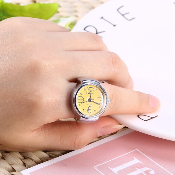 Mgaxyff Round RingWatch,8Colors Fashionable Women Men Quartz Analog Round Finger Ring Love Watch , Quartz Ring Watch
