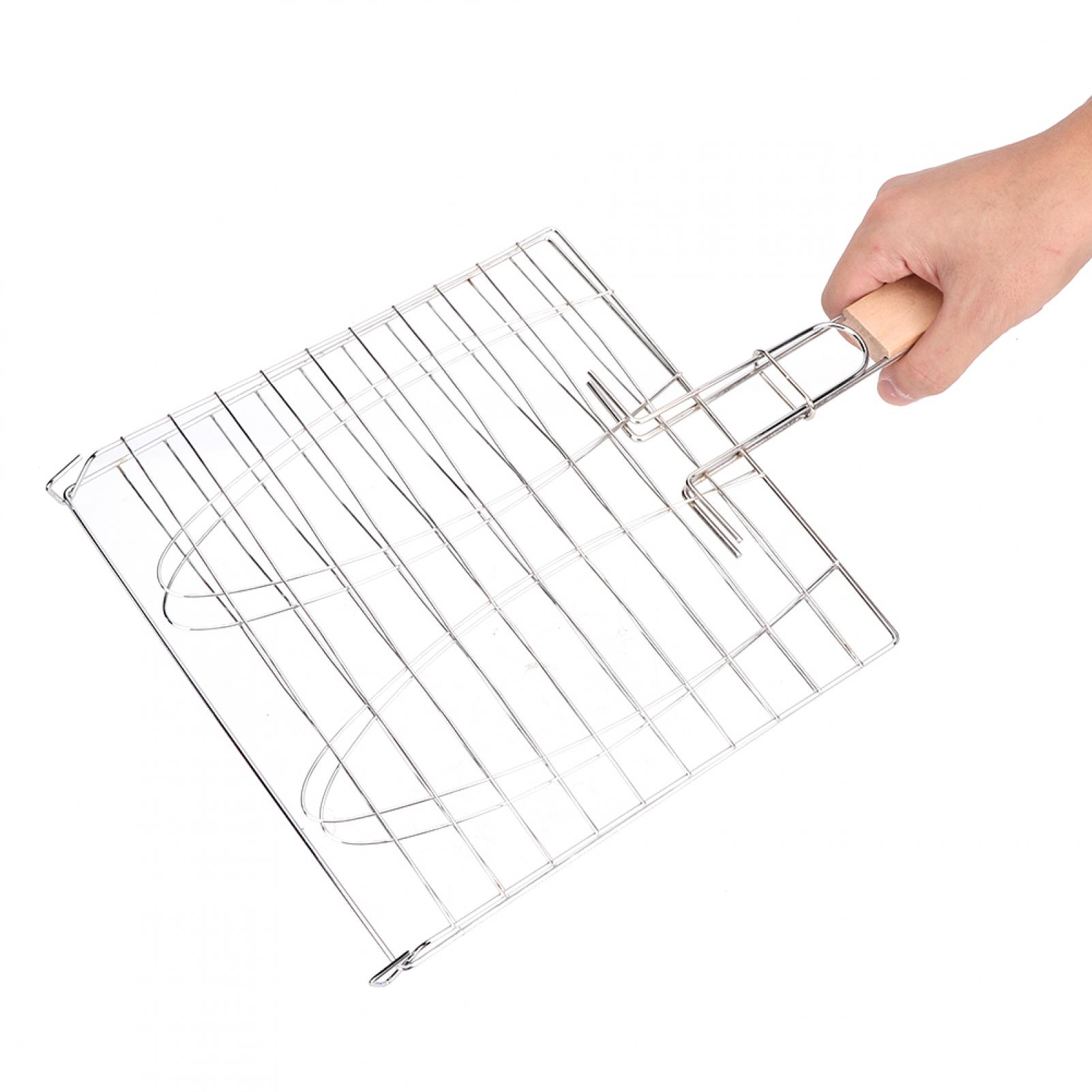 Mgaxyff Stainless Steel Non-Stick Handle BBQ Net Barbecue Mesh Fish Meat Grill Basket for BBQ Oven - image 1 of 8