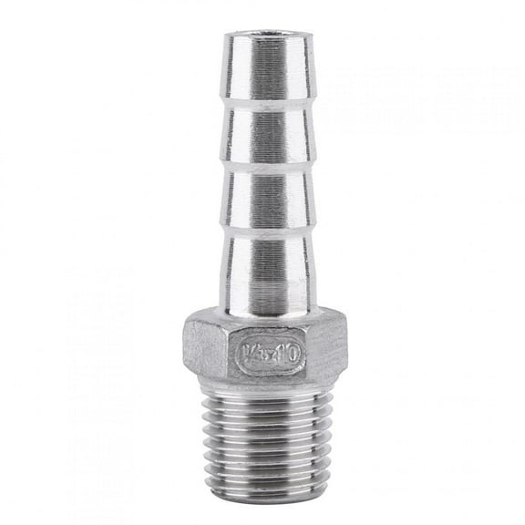 Mgaxyff Stainless Steel SS304 Male Thread Pipe Fitting Barb Hose Tail Connector BSP 1/8 ~3/4 , Barb Hose Connector, Hose Tail Connector