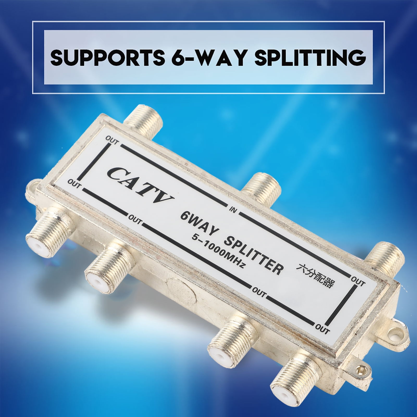 Mgaxyff TV Signal Splitter,6 Way Coax Cable Splitter 51000MHz CATV TV Antenna Coaxial Signal