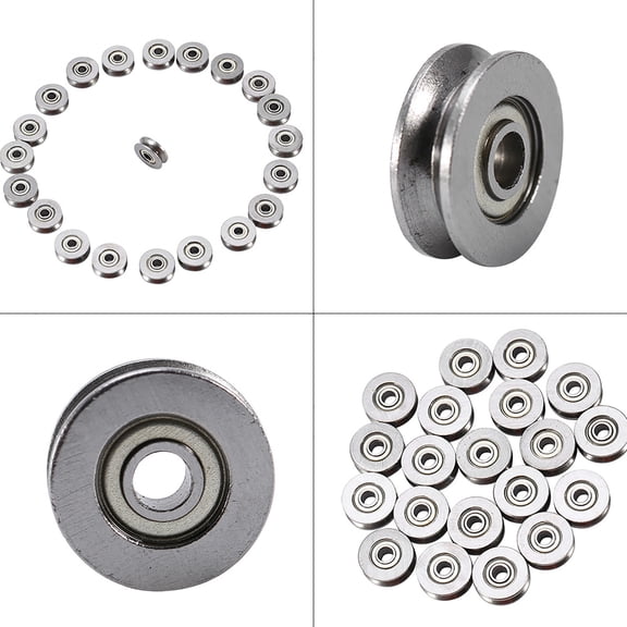 Mgaxyff V Groove Bearing, 20pcs V623ZZ V Groove Ball Bearing Pulley For Rail Track Linear Motion System 3x12x4mm