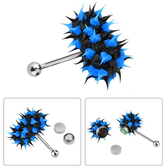 Mgaxyff Vibrating Tongue Ring Stud Barbell Stainless Steel Body Piercing Jewelry,Tongue Ring, Tongue Barbell
