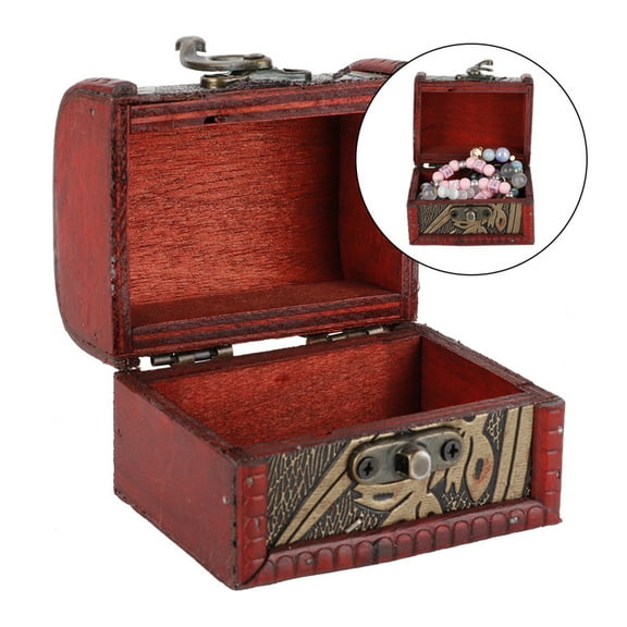 Mgaxyff Vintage Small Treasure Chest Decorative Wooden Jewelry Lock Box Gift Case,Treasure Box,Vintage Jewelry Box