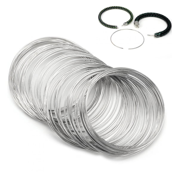 Mgaxyff Wire Coil, Memory Wire Bracelet,100pcs Loops 55mm Diameter DIY Jewelry Bracelet Making Accessories