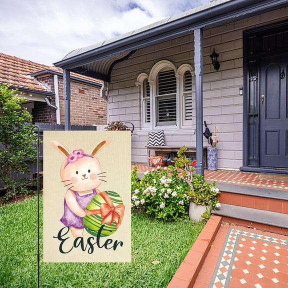 Mgcok Easter Garden Sign 12x18 Inch Spring Garden Outdoor Sign Personalized Easter Decorations Double Sided Easter Yard Decoration Gift